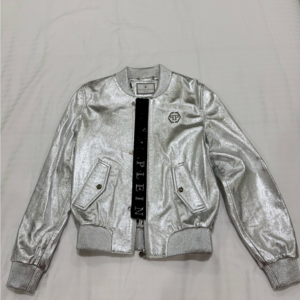 Philipp Plein Junior Shimmering Silver Jacket